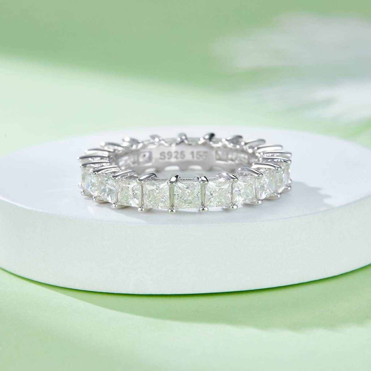 Zhengfang Full Body Ring S925 Silver Plated Platinum Moissanite Women's Ring 6.6 Carat D-Class